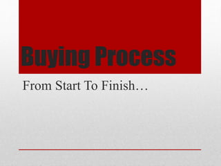 Buying Process
From Start To Finish…
 