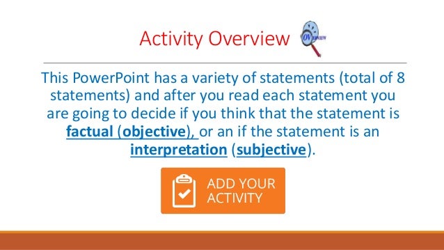 subjective and objective statements cd 34 week one pp on objective vs subjective statements subjective and objective statements cd 34 week one pp on objective vs subjective statements