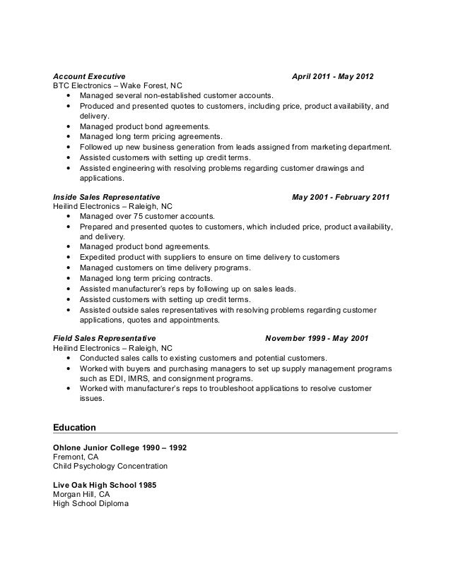 inside sales resumes