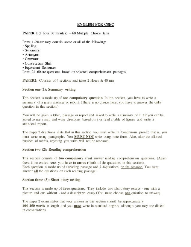 ENGLISH FOR CSEC