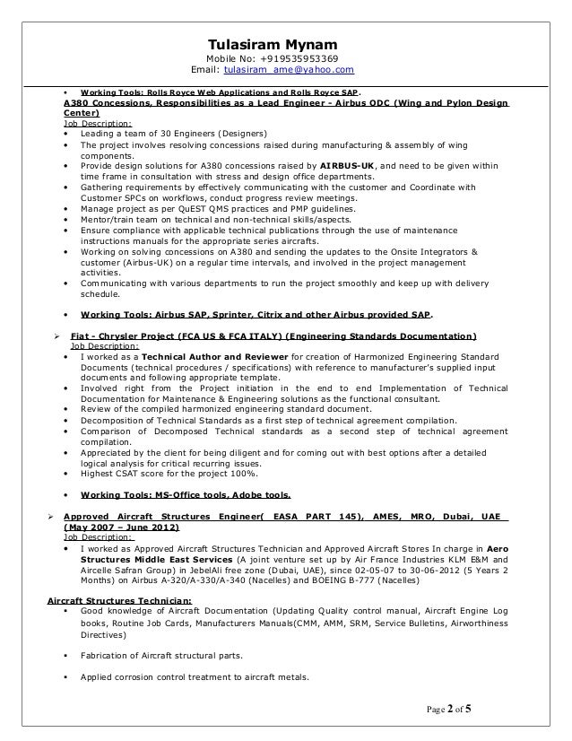 aircraft mechanic resume job description