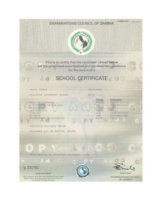 Grade 12 High School Certificate