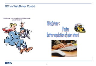 13
RBS54273
RC Vs WebDriver Cont-d
 