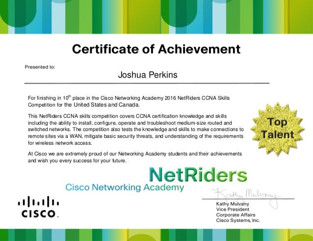 cisco netriders ccna certificate