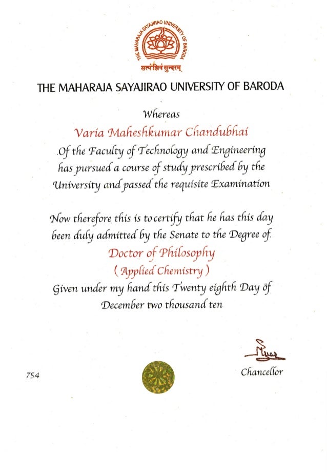phd degree certificate ph d degree