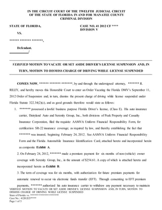 Sample Motion to vacate dismissal in California – LegalDocsPro, LLC