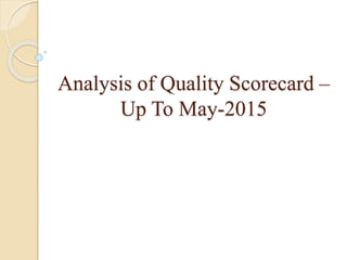 Analysis of Quality Scorecard –
Up To May-2015
 