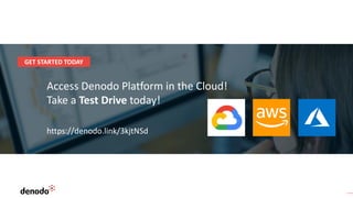 Test Drive
Access Denodo Platform in the Cloud!
Take a Test Drive today!
GET STARTED TODAY
https://denodo.link/3kjtNSd
 