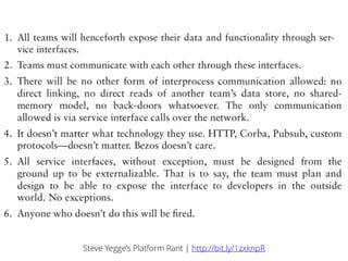 Steve Yegge’s Platform Rant | http://bit.ly/1zxknpR
 