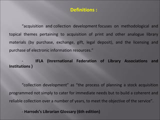 Collection Development Strategies for E- Resources in an Academic ...