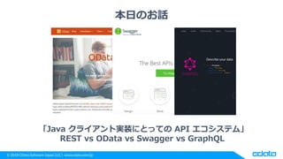 © 2018 CData Software Japan, LLC | www.cdata.com/jp
本日のお話
「Java クライアント実装にとっての API エコシステム」
REST vs OData vs Swagger vs GraphQL
 