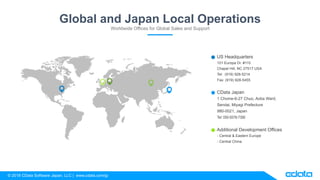 ? 2018 CData Software Japan, LLC | www.cdata.com/jp
1 Chome-6-27 Chuo, Aoba Ward,
Sendai, Miyagi Prefecture
980-0021, Japan
Tel: 050-5578-7390
CData Japan
101 Europa Dr. #110
Chapel Hill, NC 27517 USA
Tel: (919) 928-5214
Fax: (919) 928-5455
US Headquarters
- Central & Eastern Europe
- Central China
Additional Development Offices
Global and Japan Local Operations
Worldwide Offices for Global Sales and Support
 