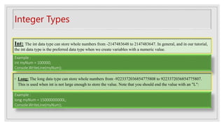 data types in C-Sharp (C#) | PPTX