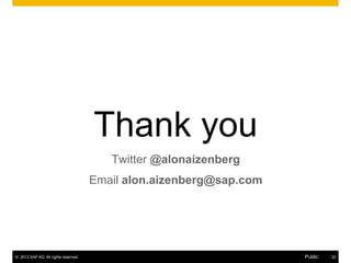Thank you
                                          Twitter @alonaizenberg
                                       Email al...