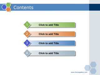 Contents Click to add Title 1 Click to add Title 2 Click to add Title 3 Click to add Title 4 