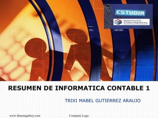 TRIXI MABEL GUTIERREZ ARAUJO RESUMEN DE INFORMATICA CONTABLE 1 www.thmemgallery.com Company Logo 