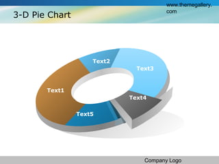 www.themegallery.
com
Company Logo
Text1
Text2
Text3
Text4
Text5
3-D Pie Chart
 