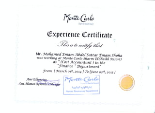 Experience Certificate 2