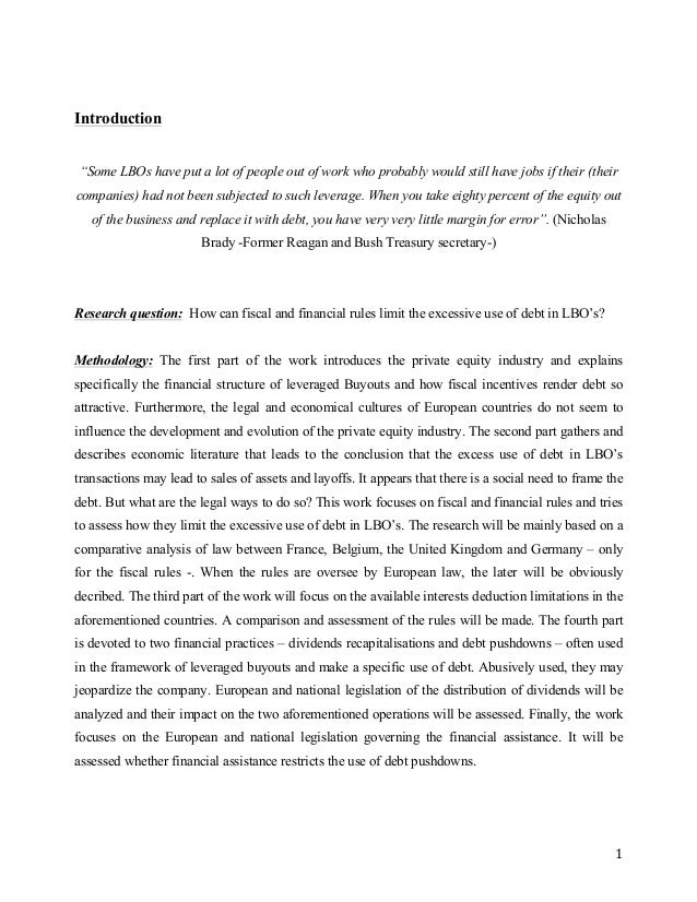 Master thesis in banking