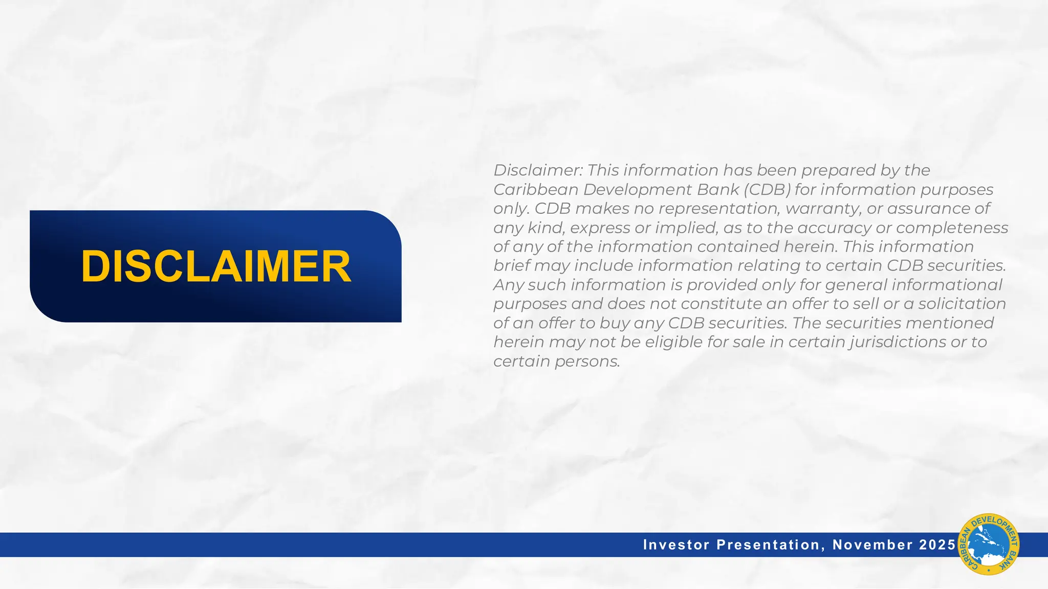 Investors Deck of the Caribbean Development Bank PDF