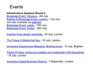 Funding competitions
Horizon 2020: Security: Businesses can apply for a share of €130
million under Secure Societies – protecting freedom and security of
Europe and its citizens work programme. Opens: 01.03.17.
Registration deadline: noon on 24.08.17. Application deadline: noon
on 24.08.17.
Horizon 2020: Digital Security Focus Area: ICT-driven
transformations bring opportunities across many important sectors
but also vulnerabilities to critical infrastructures and digital services,
which can have significant consequences on the functioning of
society, economic growth and the technological innovation potential
of Europe. Opens: 01.03.17. Registration deadline: noon on
24.08.17. Application deadline: noon on 24.08.17.
 