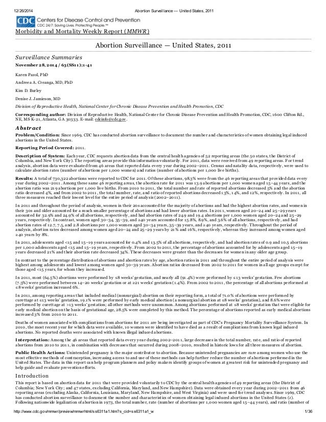 2011 CDC Abortion Surveillance Report