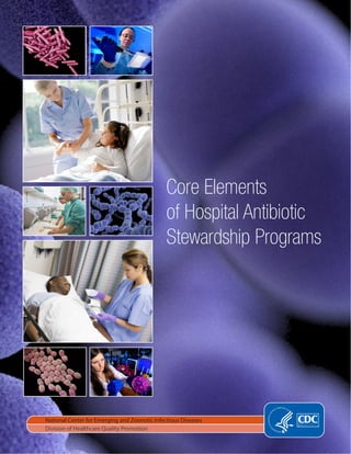 1
CORE ELEMENTS OF HOSPITAL ANTIBIOTIC STEWARDSHIP PROGRAMS
Core Elements
of Hospital Antibiotic
Stewardship Programs
National Center for Emerging and Zoonotic Infectious Diseases
Division of Healthcare Quality Promotion
 