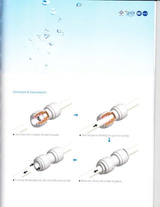 i
i
:
I
i
i
I
C=e O.e$
()
 j 1
-:c-l
r
(L:
(,
Conr'rectlon & D sconneclion
/l use a lLire aule o prepare ille tL-be e1d sllare tne lube nla ll'.ll1ng y up l. ine luoe sl.p
t
u"aio remare the lube press a1d hoo ca el ,!h e pL ngouttlrbe /l tselcre lrse !! he luoe la aneck t s secLrre
 