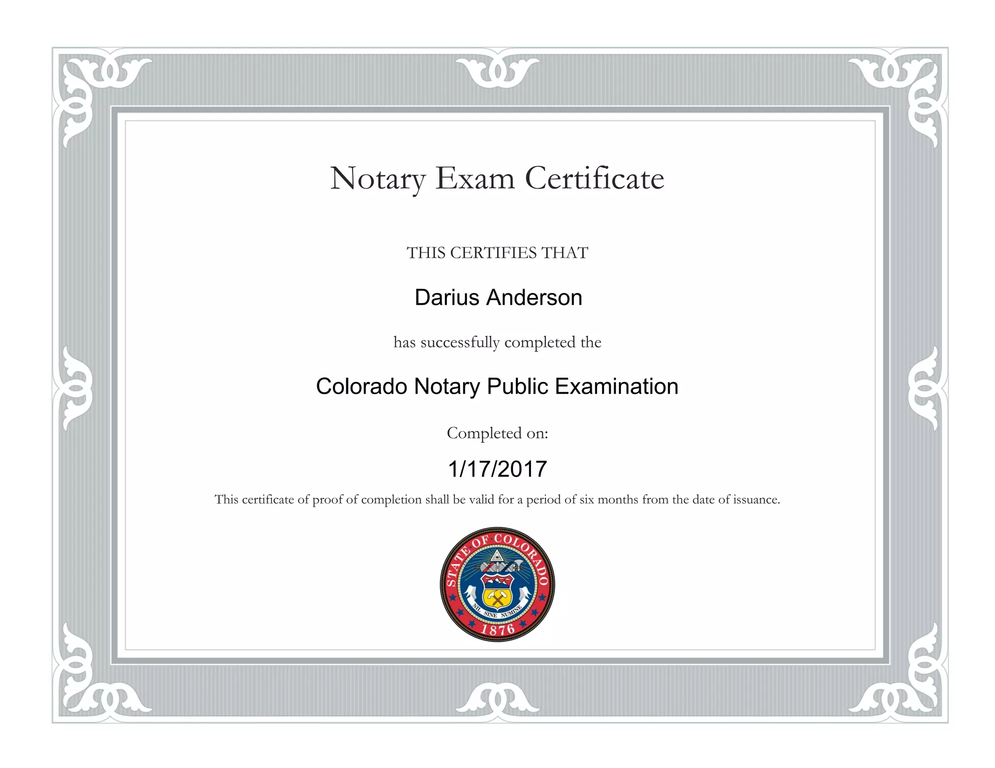 Notary Exam Certificate PPT