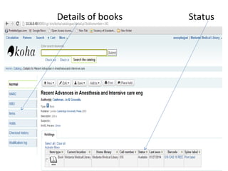 Details of books Status