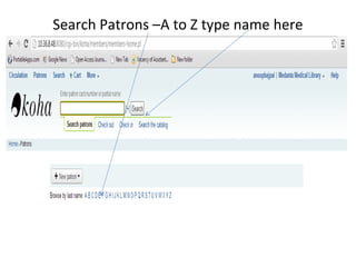 Search Patrons –A to Z type name here
 