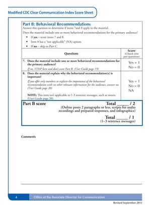 Cdc comm index score sheet | PDF