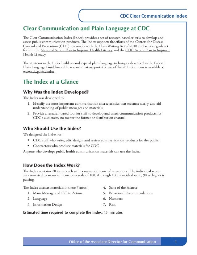 Cdc communication index