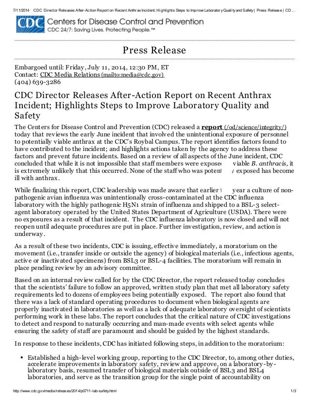 cdc after action report anthrax incident cdc incident report