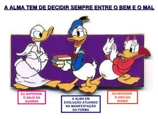EU INFERIOR  O ANTI-EU DIVINO EU SUPERIOR  O ANJO DA GUARDA A ALMA EM EVOLUÇÃO ATUANDO NA MANIFESTAÇÃO DA FORMA A ALMA TEM DE DECIDIR SEMPRE ENTRE O BEM E O MAL 