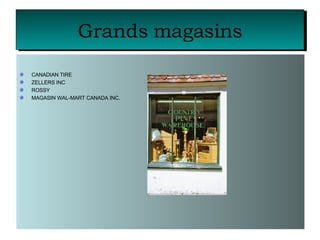 Grands magasins CANADIAN TIRE ZELLERS INC ROSSY MAGASIN WAL-MART CANADA INC. 