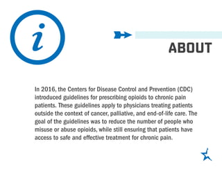 ABOUT
In 2016, the Centers for Disease Control and Prevention (CDC)
introduced guidelines for prescribing opioids to chron...