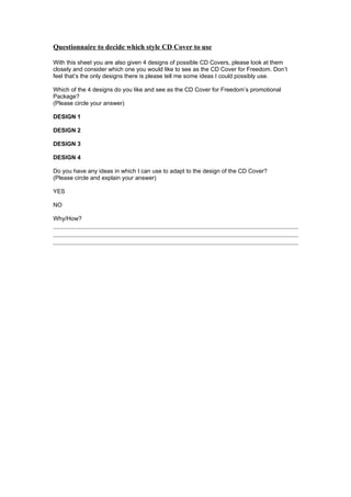 Cd Covers Questionnaire | DOC