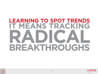 LEARNING TO SPOT TRENDS

IT MEANS TRACKING

RADICAL
BREAKTHROUGHS
10

 