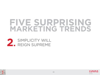 FIVE SURPRISING
MARKETING TRENDS

2.

SIMPLICITY WILL
REIGN SUPREME

63

 