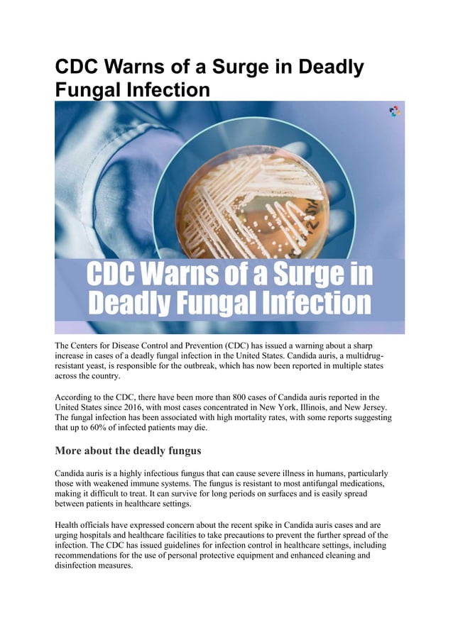 CDC Warns of a Surge in Deadly Fungal Infection