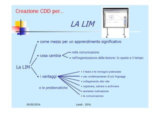 05/05/2016
LIM
Creazione CDD per…
Landi - 2016
 