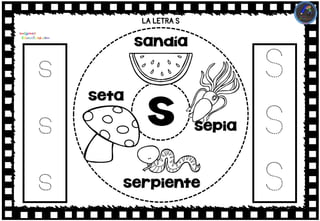 LA LETRA S
s
s
s
s
sandía
serpiente
seta
sepia
S
S
S
 