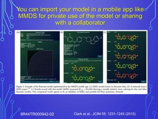Clark et al., JCIM 55: 1231-1245 (2015)9R44TR000942-02
You can import your model in a mobile app like
MMDS for private use of the model or sharing
with a collaborator
 