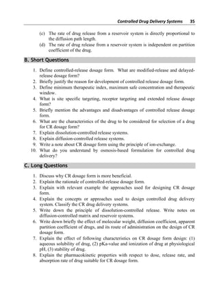 Controlled drug delivery systems for Pharmacy Students | PDF