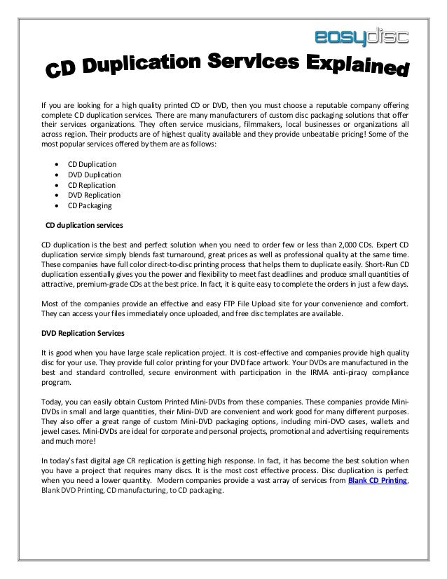Cd duplication services explained