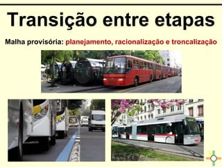 Malha provisória: planejamento, racionalização e troncalização
Transição entre etapas
 