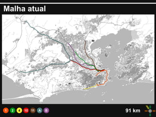 Malha atual
1 2 4 10 11 A B 91 km
 