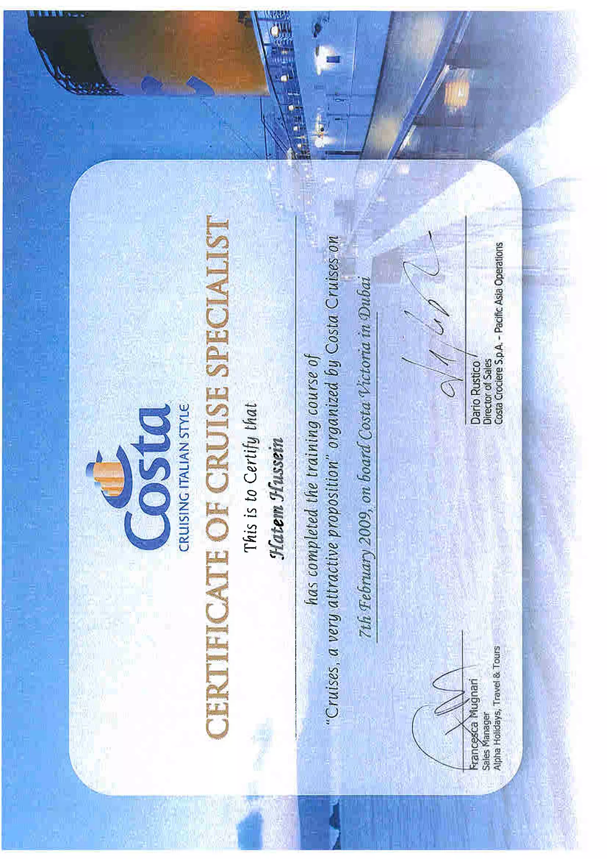 Cosca Certificate.pdf Costa Cruising Certificate.PDF