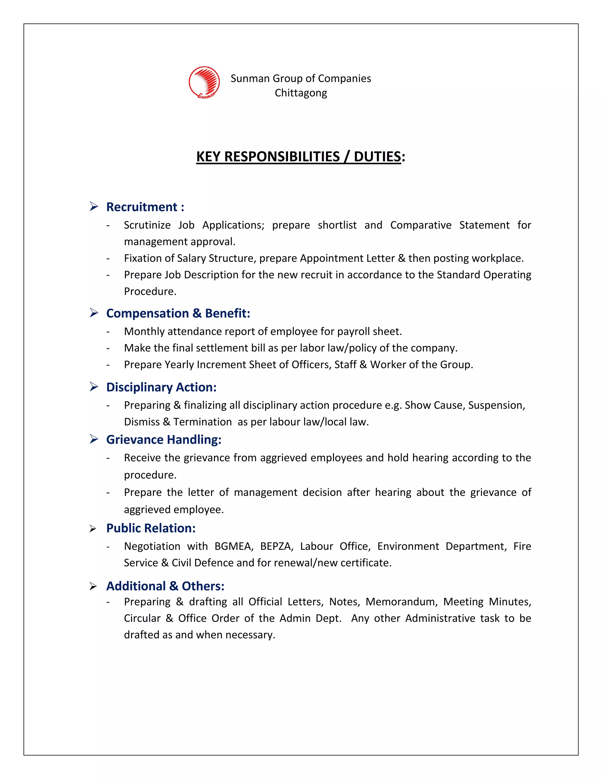 KEY RESPONSIBILITIES | PDF